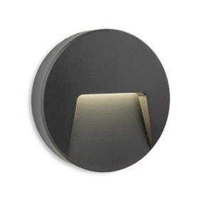 Luminosa Golf Outdoor Integrated LED Surface Mounted Wall & Step Light Round Graphite IP65