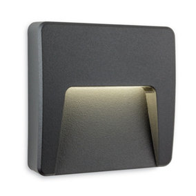 Luminosa Golf Outdoor Integrated LED Surface Mounted Wall & Step Light Square Graphite IP65