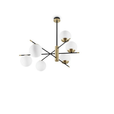 Luminosa GOURMET 6 Light Globe Multi Arm Semi Flush Ceiling Lamp Black