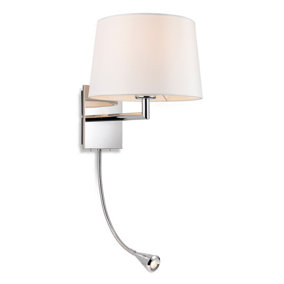Luminosa Grand Wall Lamp with Adjustable Switched Reading Light Chrome with Cream Shade