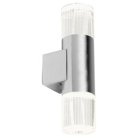 Luminosa Grant 2 Light Outdoor Wall Light Polished Stainless Steel with Crystal IP44