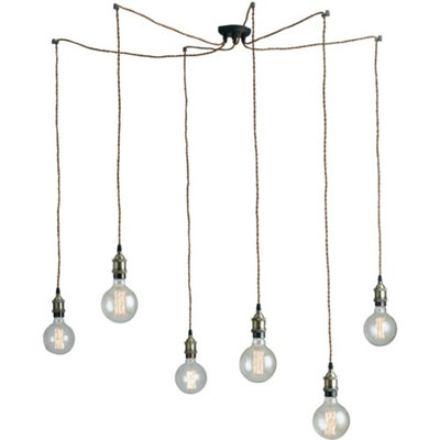 Luminosa GROOVE 6 Light Cluster Pendant Ceiling Light Copper 250cm