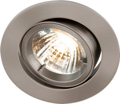 Luminosa GU10 Brushed Chrome Recessed Tilt Twist & Lock Downlight, 230V