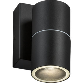 Luminosa GU10 Fixed Single Wall Light with Photocell Sensor - Black 230V IP54 20W