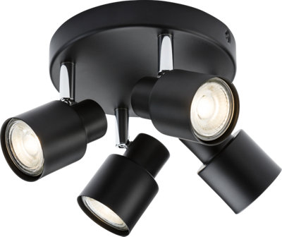 Luminosa GU10 Quad Spotlight - Matt Black 230V IP20 50W