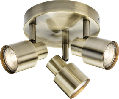 Luminosa GU10 Triple Spotlight - Antique Brass 230V IP20 50W