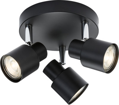 Luminosa GU10 Triple Spotlight - Matt Black 230V IP20 50W
