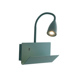 Luminosa Gulp Flexible Arm Reading Usb Wall Lamp Shelf, Green, GU10