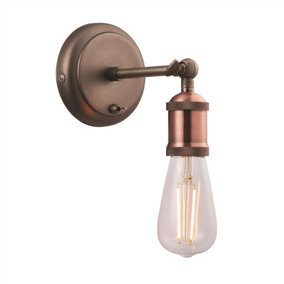Luminosa Hal 1 Light Wall Aged Pewter, Aged Copper Plate, E27