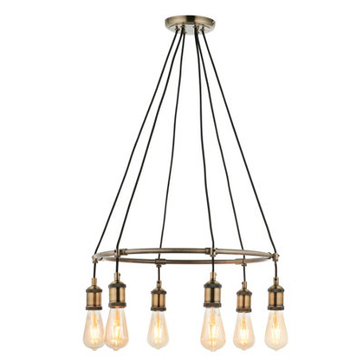 Luminosa Hal Plate Pendant Ceiling Lamp, Antique Brass Plate