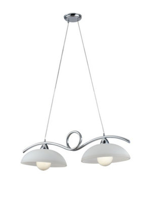 Luminosa HALLEY 2 Light Straight Bar Pendant Ceiling Light Chrome 76x30x24cm