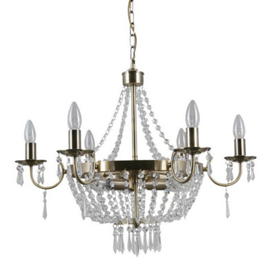Luminosa Hanging Pendant Antique Bronze 9 Light  with Crystal Glass Shade, E14