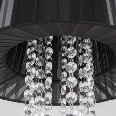 Luminosa Hanging Pendant Black 1 Light  with Crystal Shade, E14