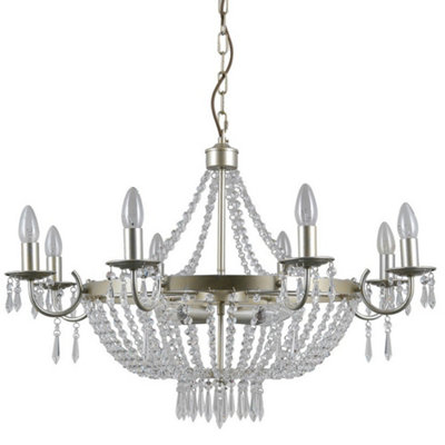 Luminosa Hanging Pendant Champagne 12 Light  with Crystal Glass Shade, E14