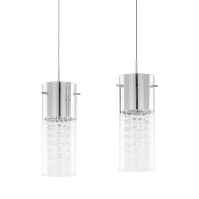 Luminosa Hanging Pendant Chrome 2 Light With Clear Shade E14 Diy At Bandq