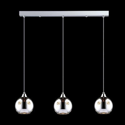 Luminosa Hanging Pendant Chrome 3 Light With Glass Shade E14 Diy At Bandq