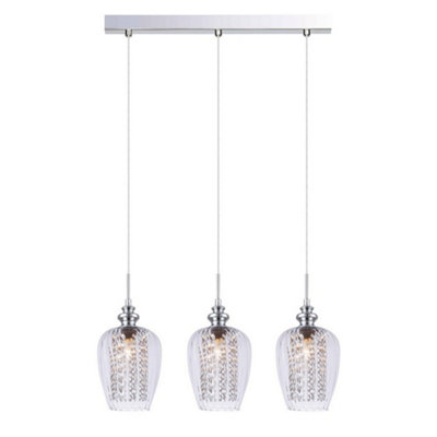 Luminosa Hanging Pendant Chrome 3 Light With Glass Shade E14 Diy At Bandq