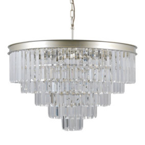 Luminosa Hanging Pendant Golden Champagne 11 Light  with Crystal Glass Shade, E14