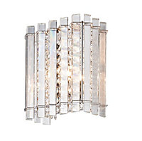 Luminosa Hanna Wall Clear Crystal (K5) Glass & Chrome Effect Plate 1 Light Dimmable IP20 - G9