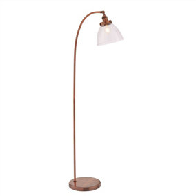 Luminosa Hansen 1 Light Floor Lamp Aged Copper, Glass, E27