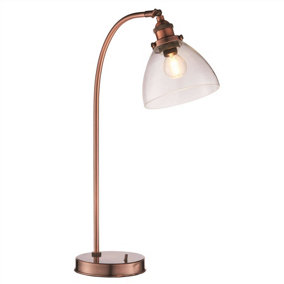 Luminosa Hansen 1 Light Table Lamp Aged Copper, Glass, E14
