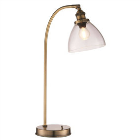 Luminosa Hansen 1 Light Table Lamp Antique Brass, Glass, E14