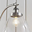 Luminosa Hansen Task Floor Lamp Brushed Silver Paint, Clear Glass