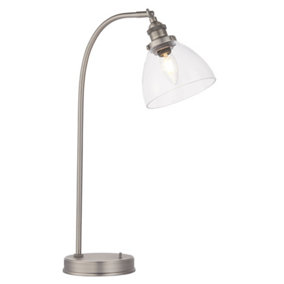 Luminosa Hansen Task Table Lamp Brushed Silver Paint, Clear Glass