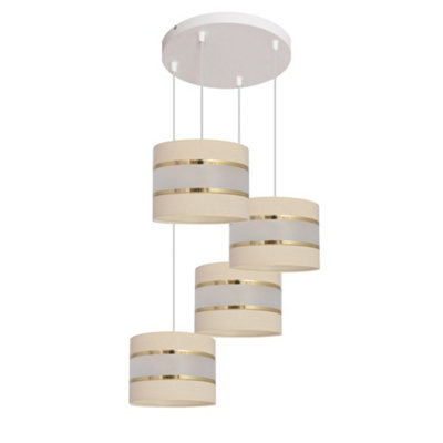 Luminosa Helen Cluster Pendant Ceiling Light Ecru Gold White