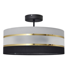 Luminosa Helen Cylindrical Ceiling Light Black, Gold, Grey 40cm