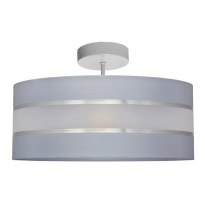 Luminosa Helen Cylindrical Ceiling Light Grey, Silver 40cm