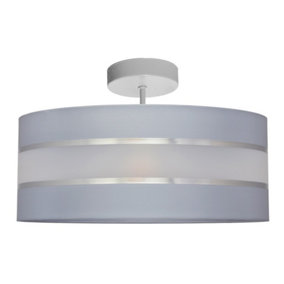 Luminosa Helen Cylindrical Ceiling Light Grey, Silver 40cm