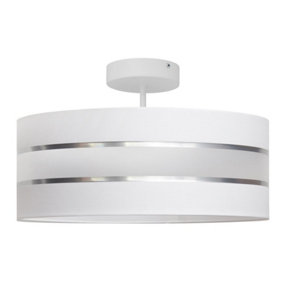 Luminosa Helen Cylindrical Ceiling Light White, Silver 40cm