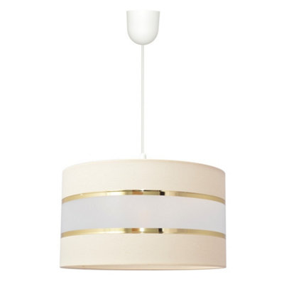 Luminosa Helen Cylindrical Pendant Ceiling Light Ecru, Gold, White 35cm