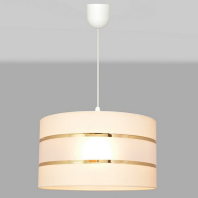 Luminosa Helen Cylindrical Pendant Ceiling Light Ecru, Gold, White 35cm