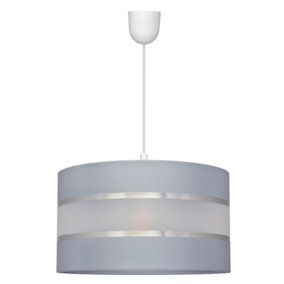 Luminosa Helen Cylindrical Pendant Ceiling Light Grey, Silver 35cm