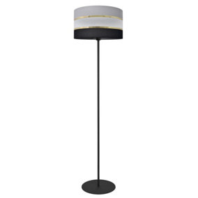 Luminosa Helen Floor Lamp With Shade Black, Gold, Grey 35cm