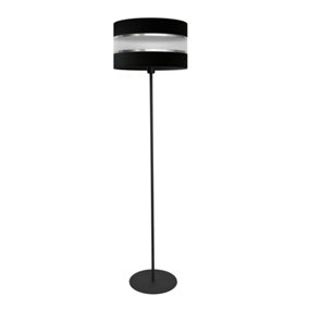 Luminosa Helen Floor Lamp With Shade Black, Silver 35cm