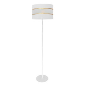Luminosa Helen Floor Lamp With Shade White, Gold 35cm