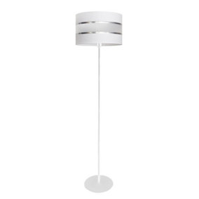 Luminosa Helen Floor Lamp With Shade White, Silver 35cm