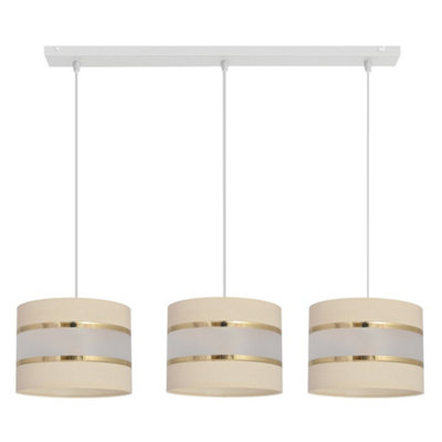 Luminosa Helen Straight Bar Pendant Ceiling Light Ecru, Gold, White 65cm