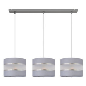 Luminosa Helen Straight Bar Pendant Ceiling Light Grey, Silver 65cm