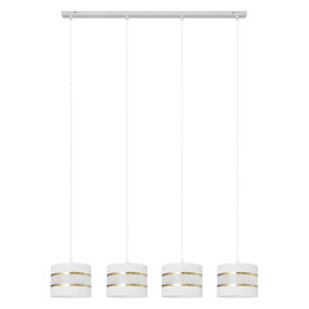 Luminosa Helen Straight Bar Pendant Ceiling Light White, Gold 100cm