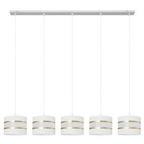 Luminosa Helen Straight Bar Pendant Ceiling Light White, Gold 115cm