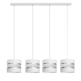 Luminosa Helen Straight Bar Pendant Ceiling Light White, Silver 100cm