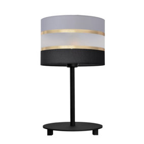 Luminosa Helen Table Lamp With Round Shade Black, Gold, Grey 20cm