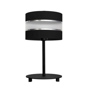 Luminosa Helen Table Lamp With Round Shade Black, Silver 20cm