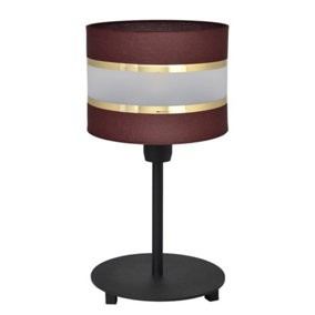 Luminosa Helen Table Lamp With Round Shade Brown, Gold, Black 20cm