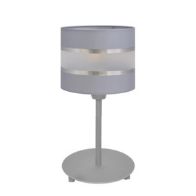 Luminosa Helen Table Lamp With Round Shade Grey, Silver 20cm