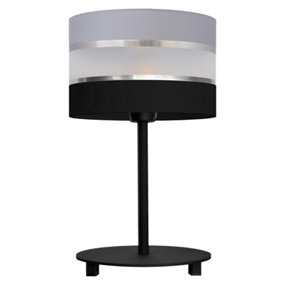 Luminosa Helen Table Lamp With Round Shade Grey, Silver, Black 20cm